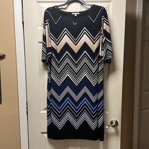 Studio one blue/black/tan sheath dress 3x gently worn